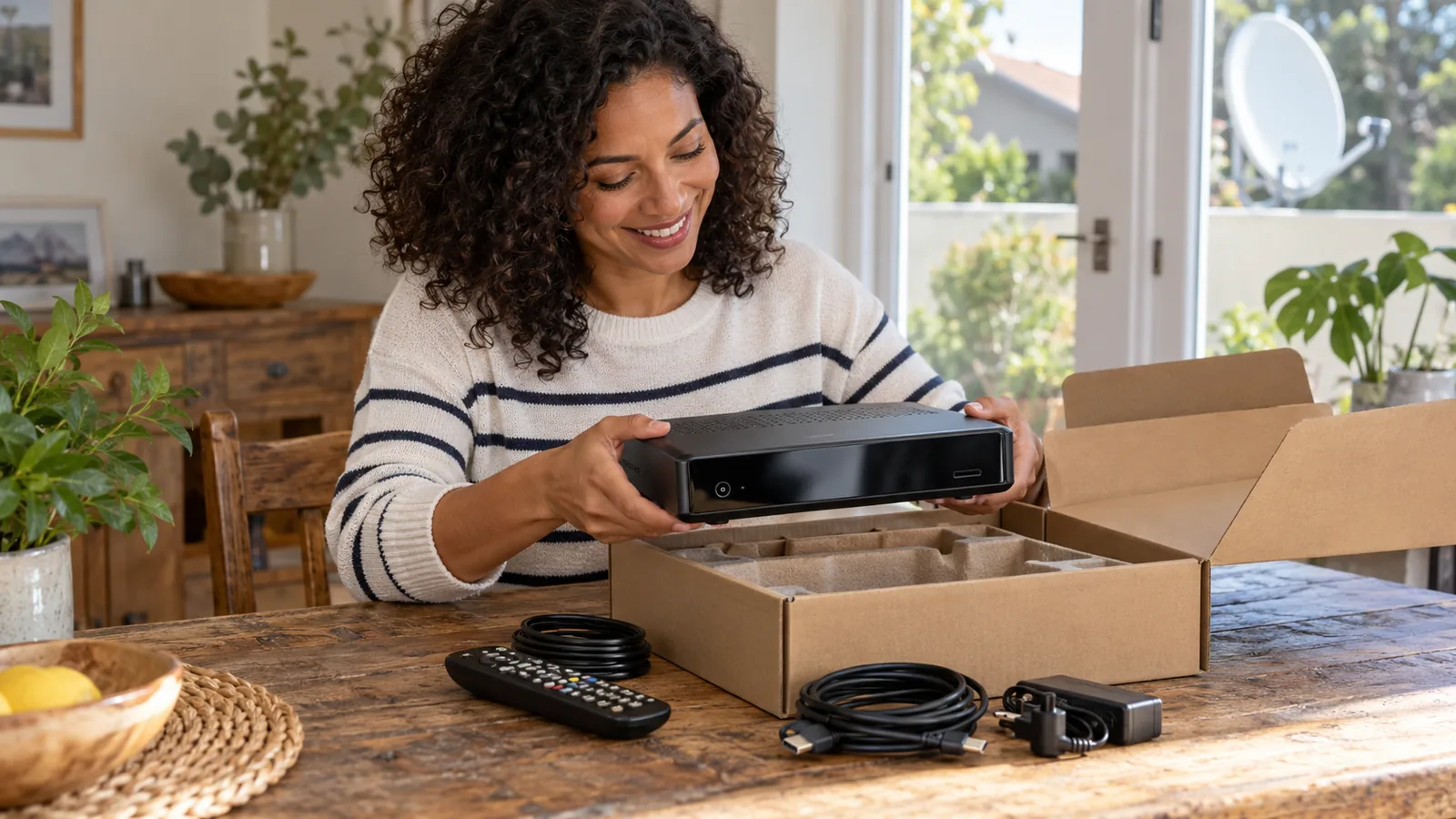 Noordhoek homeowner unboxing a decoder, learning how to activate DStv decoder