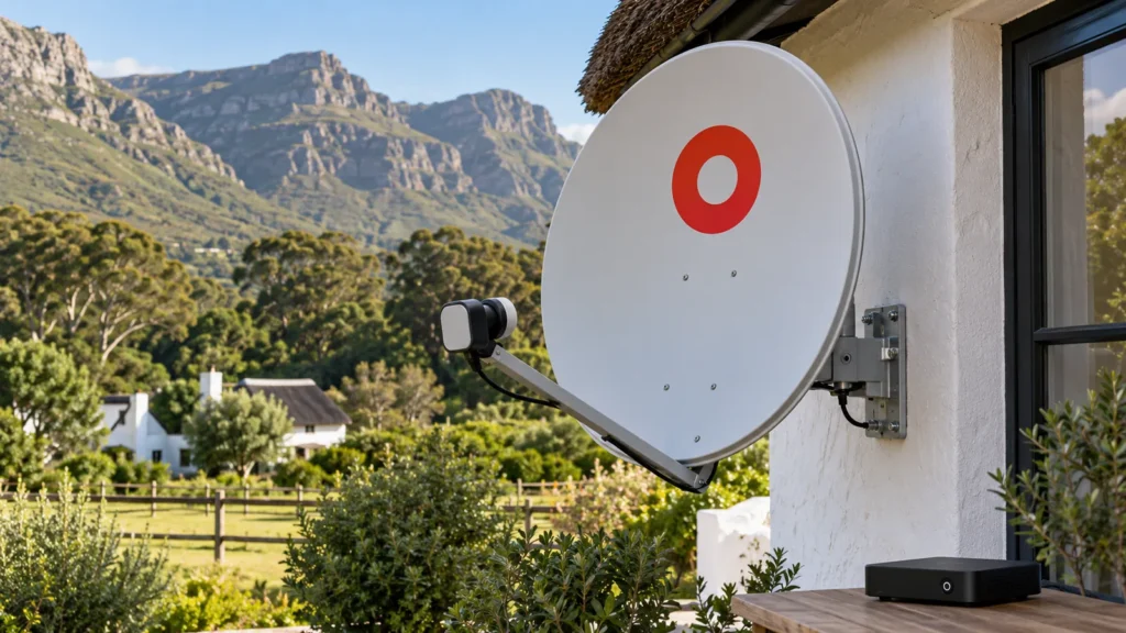 OpenView dish on a Noordhoek cottage wall, explaining the OpenView installation price