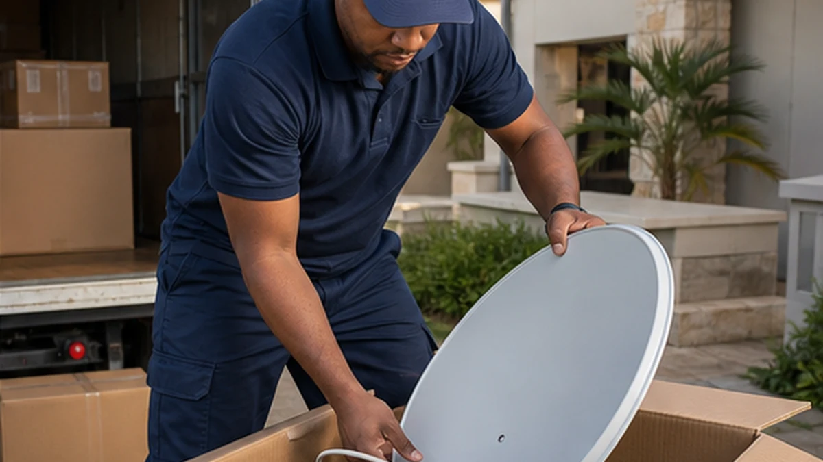 DStv Relocation Services in Noordhoek 1 Technician preparing a DStv system for relocation to a Noordhoek home