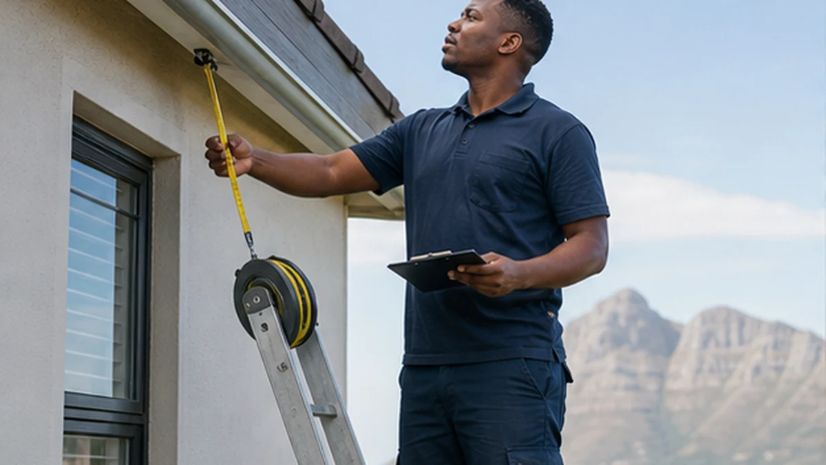 Technician assessing DStv installation cost at a Noordhoek home