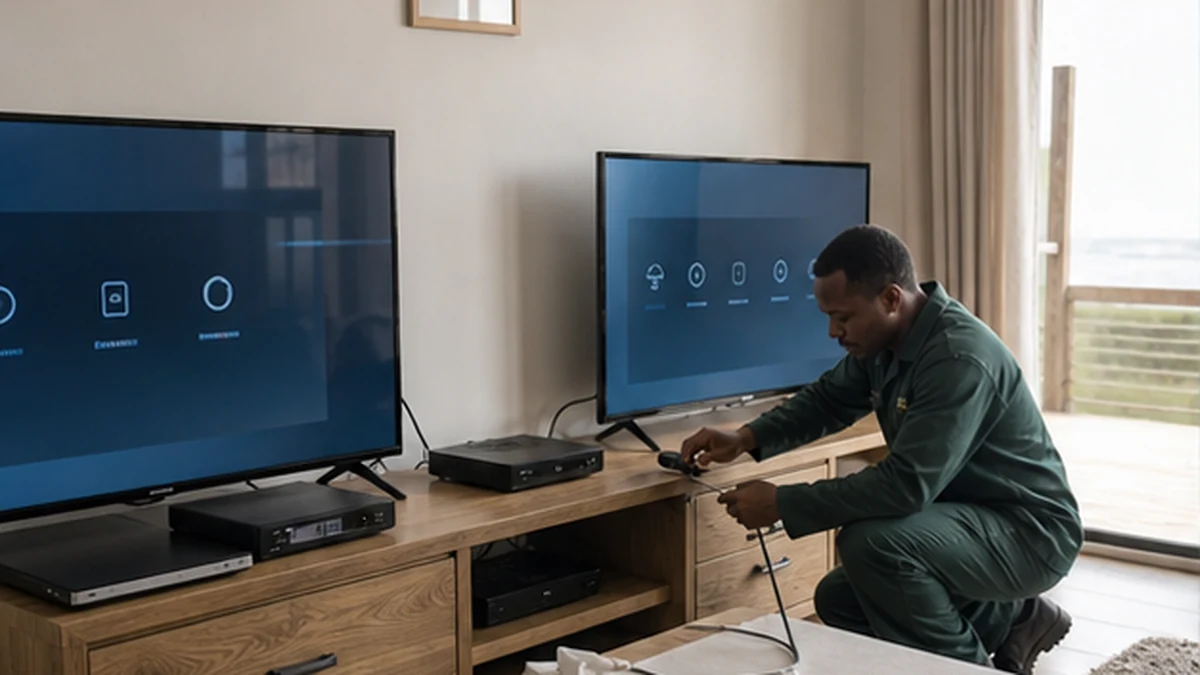 Two televisions in one home showing different DStv channels