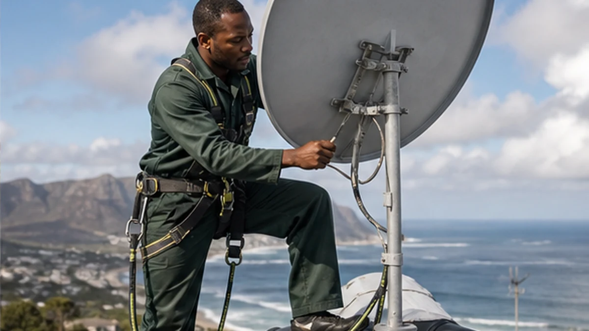 Satellite dish in high wind during a South Peninsula winter front
