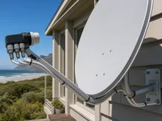 Pole-mounted dish clear of the milkwood canopy