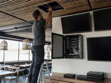 Commercial multi-point installation in progress at a venue